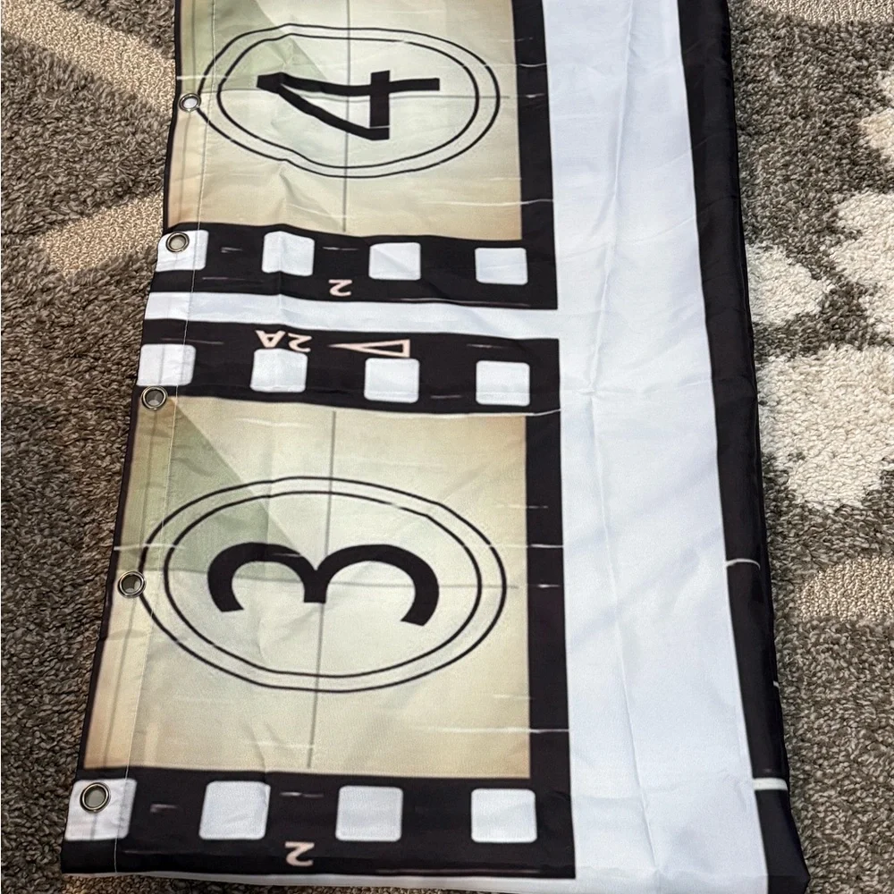 Movie Theater Shower Curtain + Hooks.  66” X 72”.